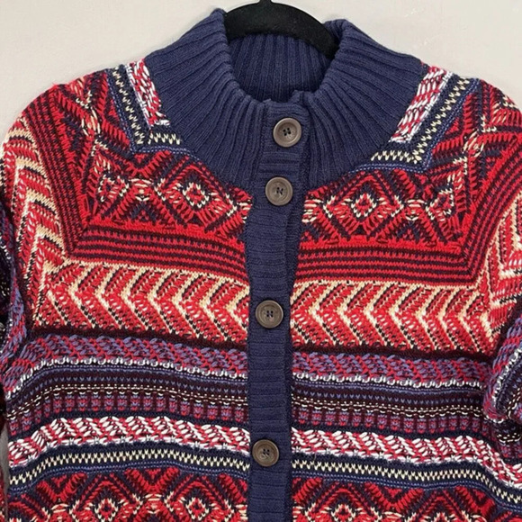 St. John's Bay Knit Long Sleeve Button Front Geometric Cardigan‎ Duster Size M - Picture 3 of 14